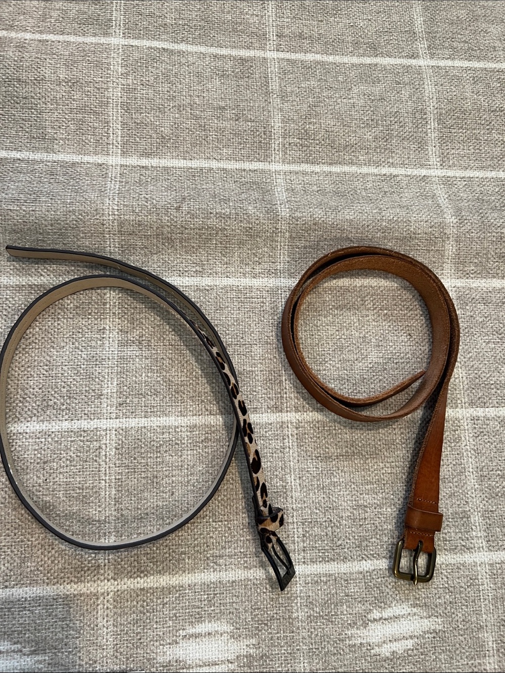Style & Co. Brown Leather Belt and Leopard-Print Slim Belt Duo